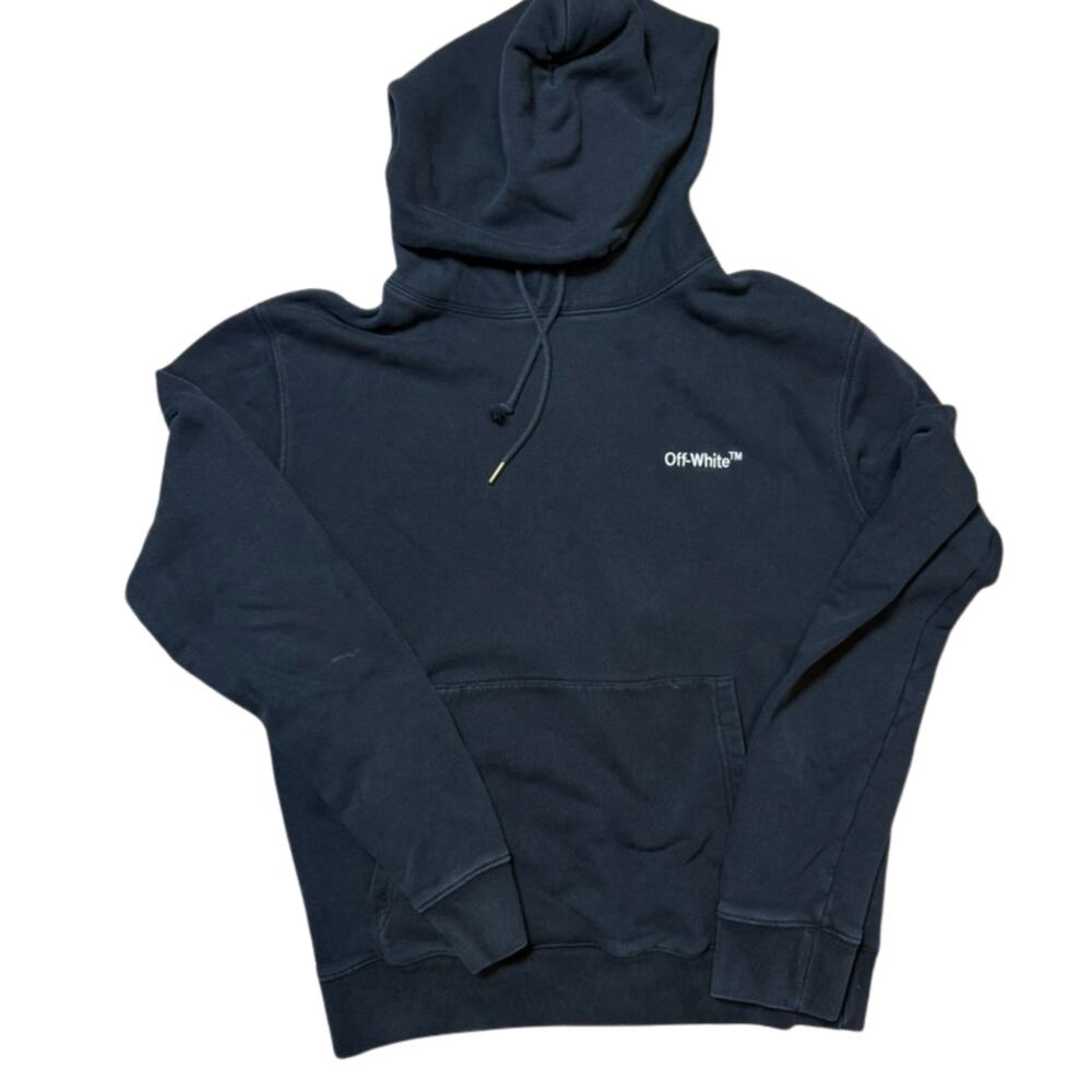 Off-White Logo Hoodie Small Black Chalk Print Cotton F24 NWT $795